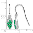 925 Sterling Silver Rhodium-Plated Diamond & Emerald Drop Earrings - Birthstone Company