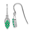 925 Sterling Silver Rhodium-Plated Diamond & Emerald Drop Earrings