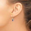 Sterling Silver Diamond & Sapphire Drop Earrings Polished, September Birthstone - Birthstone Company