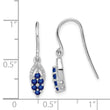 Sterling Silver Diamond & Sapphire Drop Earrings Polished, September Birthstone