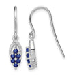 Sterling Silver Diamond & Sapphire Drop Earrings Polished, September Birthstone - Birthstone Company