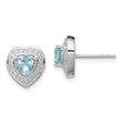 Sterling Silver Aquamarine Teardrop Heart Earrings, Rhodium-Plated, Polished Finish
