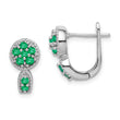 Sterling Silver 925 Emerald Hoop Earrings with Rhodium-Plated Polished Finish