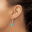Sterling Silver Rhodium-Plated Blue Topaz and Diamond Drop Earrings for Women - Birthstone Company