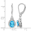 Sterling Silver Rhodium-Plated Blue Topaz and Diamond Drop Earrings for Women - Birthstone Company
