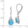 Sterling Silver Rhodium-Plated Blue Topaz and Diamond Drop Earrings for Women