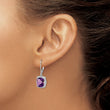 Sterling Silver Rhodium-Plated Amethyst and Diamond Drop Earrings - Birthstone Company
