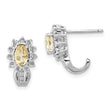 Sterling Silver 925 Lemon Quartz & Diamond Drop Earrings with Rhodium Finish