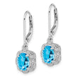 Sterling Silver Drop Earrings with Blue Topaz & Diamonds