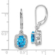 Sterling Silver Drop Earrings with Blue Topaz & Diamonds