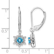 Sterling Silver Rhodium-Plated Diamond and Blue Topaz Drop Earrings Polished Finish - Birthstone Company