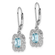 925 Sterling Silver Blue Topaz and Diamond Rhodium-Plated Drop Earrings