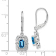925 Sterling Silver Blue Topaz and Diamond Rhodium-Plated Drop Earrings