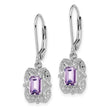 Sterling Silver Rhodium-Plated Drop Earrings with Pink Quartz and Diamonds - Birthstone Company