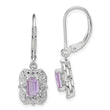 Sterling Silver Rhodium-Plated Drop Earrings with Pink Quartz and Diamonds