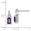 925 Sterling Silver Rhodium-Plated Amethyst and Diamond Drop Earrings