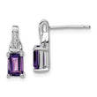 925 Sterling Silver Rhodium-Plated Amethyst and Diamond Drop Earrings