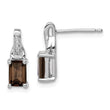 Sterling Silver Rhodium-Plated Smoky Quartz & Diamond Drop Earrings Elegant Birthstone Style