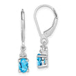 Sterling Silver Rhodium-Plated Blue Topaz and Diamond Drop Earrings Elegant Women's Birthstone Style