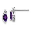 Sterling Silver Rhodium-Plated Amethyst and Diamond Earrings Elegant Birthstone Design