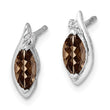 925 Sterling Silver Smoky Quartz & Diamond Rhodium-Plated Earrings