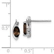 925 Sterling Silver Smoky Quartz & Diamond Rhodium-Plated Earrings