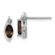 925 Sterling Silver Smoky Quartz & Diamond Rhodium-Plated Earrings