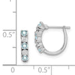 Sterling Silver 925 Aquamarine & Diamond Rhodium-Plated Hoop Earrings Polished Finish