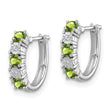 Sterling Silver Rhodium-Plated Peridot and Diamond J-Hoop Earrings Elegant Polished Finish