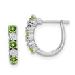 Sterling Silver Rhodium-Plated Peridot and Diamond J-Hoop Earrings Elegant Polished Finish