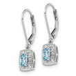 Sterling Silver Rhodium-Plated Blue Topaz and Diamond Drop Earrings Elegant Leverback Design - Birthstone Company