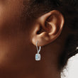 Sterling Silver Rhodium-Plated Blue Topaz and Diamond Drop Earrings Elegant Leverback Design - Birthstone Company