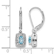 Sterling Silver Rhodium-Plated Blue Topaz and Diamond Drop Earrings Elegant Leverback Design - Birthstone Company