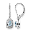 Sterling Silver Rhodium-Plated Blue Topaz and Diamond Drop Earrings Elegant Leverback Design - Birthstone Company