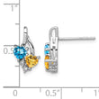 Sterling Silver Rhodium-Plated Blue Topaz and Citrine Diamond Earrings - Birthstone Company
