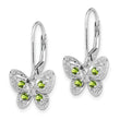 Sterling Silver Rhodium-Plated Peridot and Diamond Drop Earrings with Leverback Closure - Birthstone Company