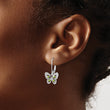 Sterling Silver Rhodium-Plated Peridot and Diamond Drop Earrings with Leverback Closure - Birthstone Company