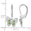 Sterling Silver Rhodium-Plated Peridot and Diamond Drop Earrings with Leverback Closure - Birthstone Company