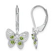 Sterling Silver Rhodium-Plated Peridot and Diamond Drop Earrings with Leverback Closure - Birthstone Company
