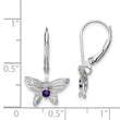 Sterling Silver Rhodium-Plated Amethyst & Diamond Butterfly Earrings Elegant Women's Birthstone Design
