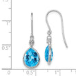 Sterling Silver Blue Topaz and Diamond Drop Earrings with Rhodium Finish