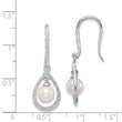Sterling Silver Rhodium-Plated Diamond Pearl Dangle Earrings Elegant Birthstone Design