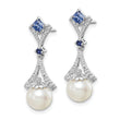 Sterling Silver Drop Earrings with Diamonds, Freshwater Pearls, and Lab-Created Sapphires - Birthstone Company