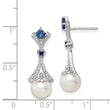 Sterling Silver Drop Earrings with Diamonds, Freshwater Pearls, and Lab-Created Sapphires