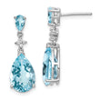 Sterling Silver 925 Blue and White Topaz Drop Earrings with Rhodium Finish