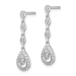 Sterling Silver Diamond Teardrop Dangle Earrings with Rhodium Plating