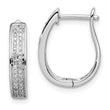 Sterling Silver Diamond Hoop Earrings with Rhodium Finish, 925 Hinged Huggie