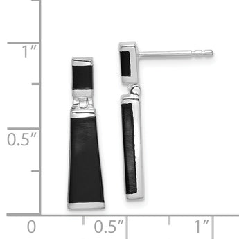 Onyx Drop Earrings in Sterling Silver, 5x13mm