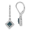Sterling Silver Rhodium-Plated White & Blue Diamond Dangle Earrings