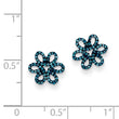 Sterling Silver Blue Diamond Flower Earrings Rhodium-Plated Gift Ready